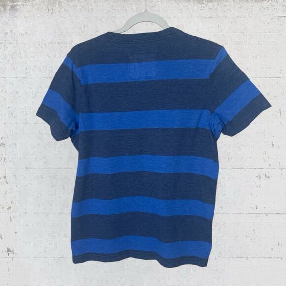 Abercrombie & Fitch Men’s Y2K Muscle V Neck Stripe Blue Moose T Shirt Size Large - Picture 3 of 7